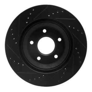 Cadillac XLR Brake Rotor (1) - Left Front - R1 Concepts - Drilled & Slotted - Black - `97-`09